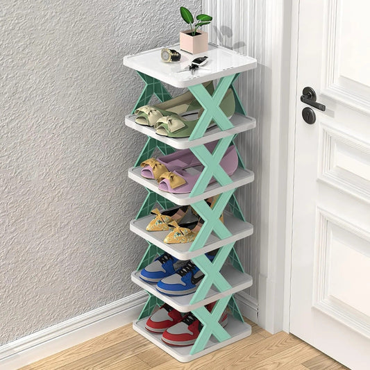 Stackable Narrow Shoe Rack - 6-Tier Storage Organizer for Small Spaces